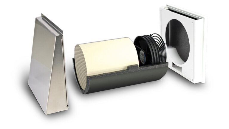 Querschnitt eines dezentralen Lüftungsgeräts FAWAS